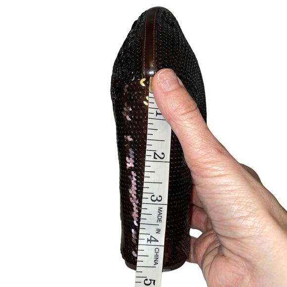 Michael Kors Collection Sequin Deep Burgundy Block Heels Size 39 - Picture 11 of 11